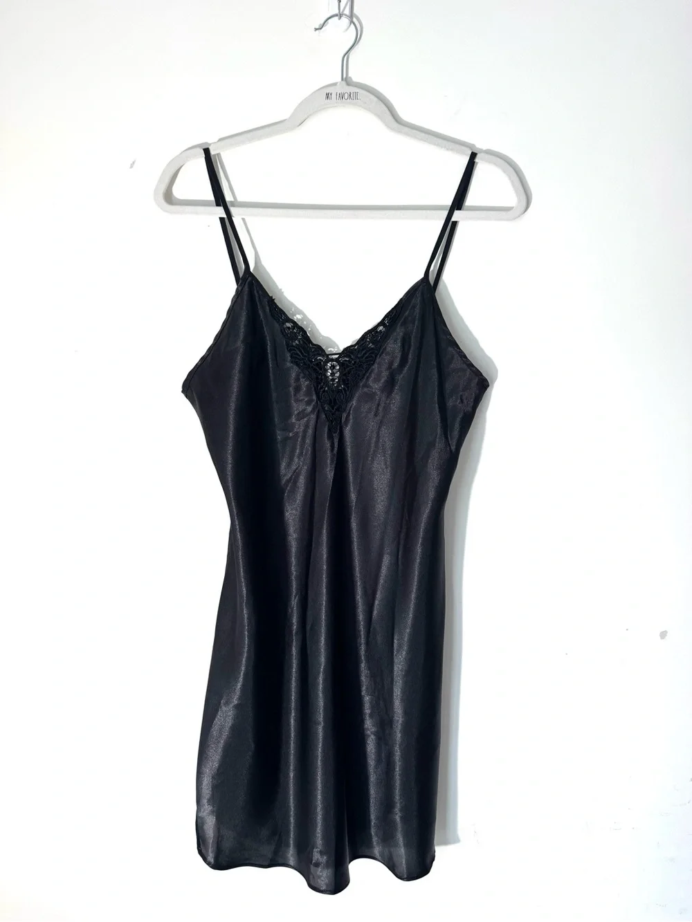 Vintage Lingerie Black Slip Dress Womens Sz M  Lace Trim‎ - Picture 5 of 7